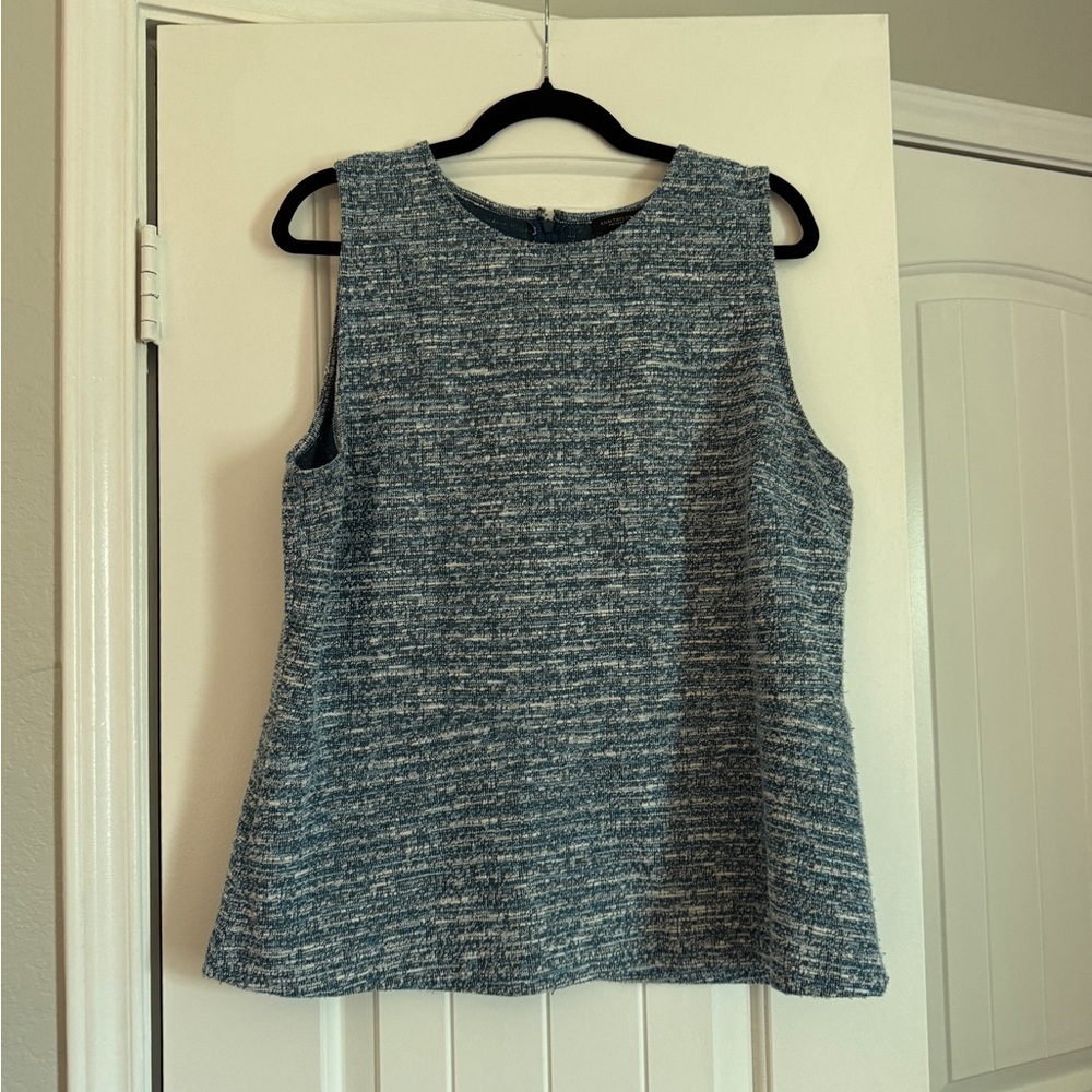 Ann Taylor Blue Heathered Sleeveless Shell Top